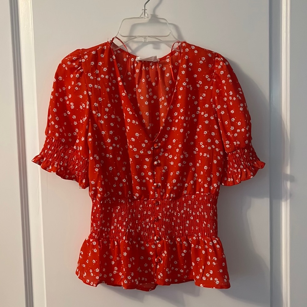 Red Floral Top